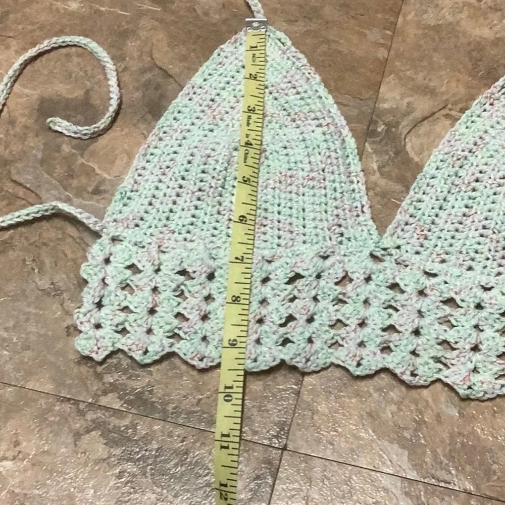Mint green boho crocheted festival top - Picture 5 of 7
